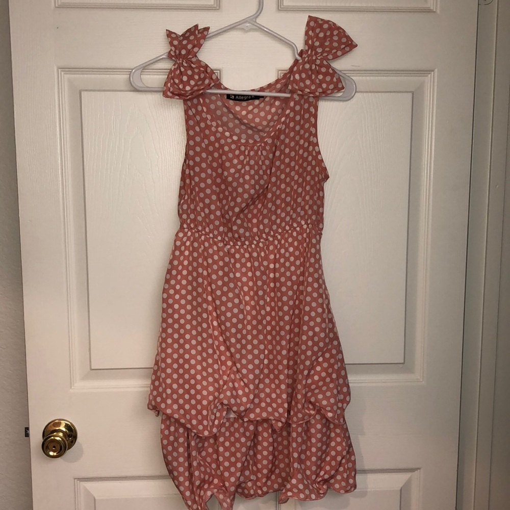 Pink and white polka dot dress